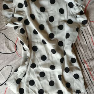 Cute Aesthetic Black And White Polka Dot Top