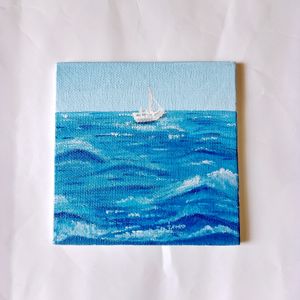 Set Of 2 Seascape Canvas Painting Board (HANDMADE)