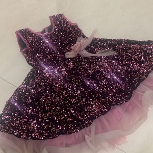 Purple Sequin Frock For Party Wear