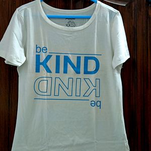 White T Shirt With Be Kind In Blue