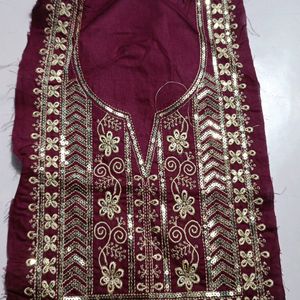 Neck Embroidery Patch Wine Golden Colour New