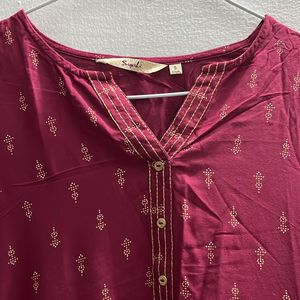 Maroon Dailywear Kurta