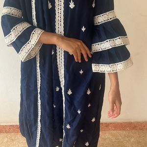 Navy Blue Kurtha & Dupatta, Size Small