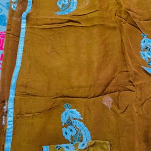 Brown Gottapatti Work Saree