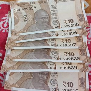 10 Rs New Note With Continuous Number