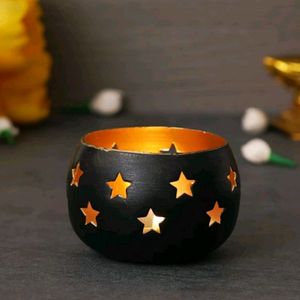 Tealight Candle Holder for Home (Black, Pack of1)