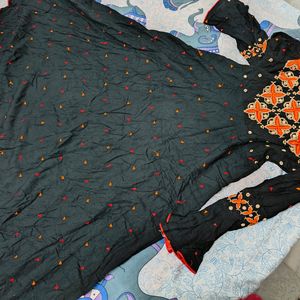 DA Kurti New Black And Orange Embroidery 😍