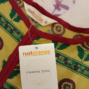 Rust Orange Light Yellow Kurti