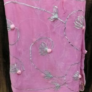 Baby Pink Colour Siffon Saree