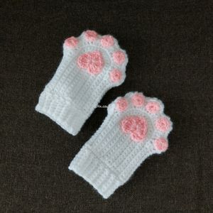 Crochet White Cat Paw Gloves 🐾