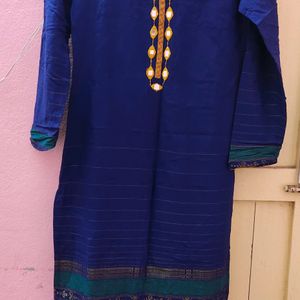 Rich Royal Blue Mangalgiri Cotton Kurti