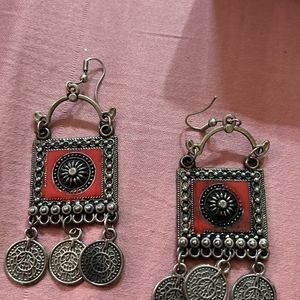 Oxidised Silver Necklace And Earrings Set, Banjara