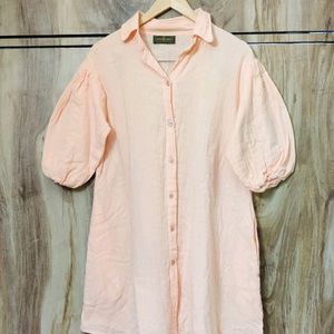 Peach Colour Cotton Long Shirt Size-38-40