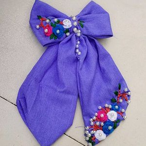 Hand Embroidery Bow Hair Clip