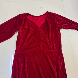 Women Long Maroon Split Bodycon Dress