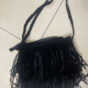 Black Fringed Bag