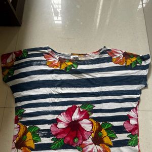 Striped Floral Crop Top