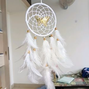 White 4 Inch DreamCatcher With Golden Charm