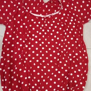 White Polka Dot Red Top