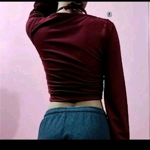 Maroon Trendy Fashion Crop Top