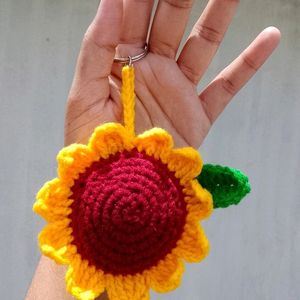 Crochet Sunflower Keychain / Handmade