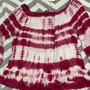 Pink And White Tie Dye Top With tag