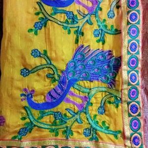 Beautiful Yellow And Pink Chanderi Silk Saree