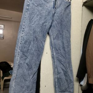 DENIM BLUE WIDE LEG JEANS