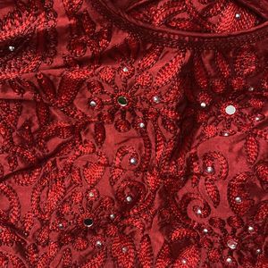 Red Mirror Work Lehenga