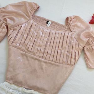 Baby Pink Pull Sleeve Tie Up Princess Top