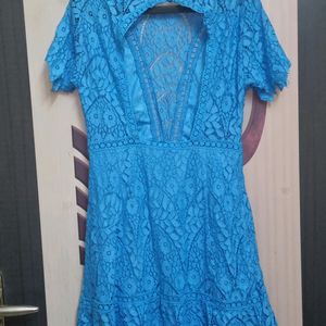 Sky blue backless Dress