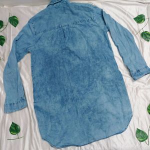 tokyo talkies dark blue long denim shirt