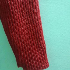 (2-3.5 Year) Girls Red Full Neck Sweater