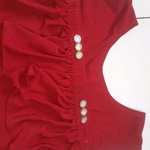 Crimpson Red Coloured Off Shoulder Party Wear ❤.. With Free Cute Gifts ...