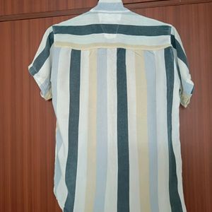 Men's Striped Half Shirt