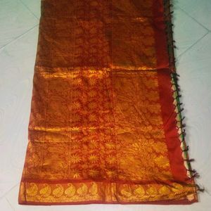 Maroon Two Shades Colour Pure Gadwal Saree