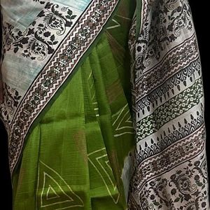 Pure Silk Block Printed Saree