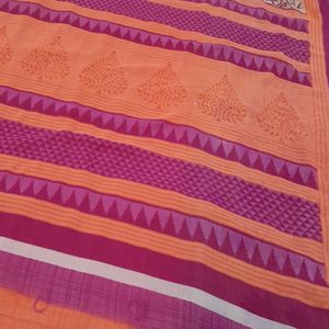 Lotus Design Pink Orange Combo Saree