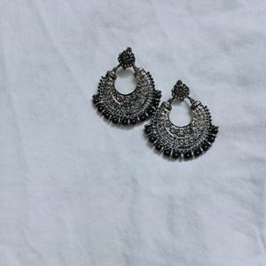 Silver oxidised earrings (trendy)