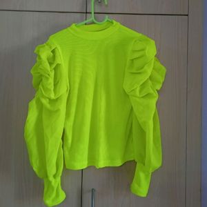 PUFF SLEEVE NEON WESTERN TOP