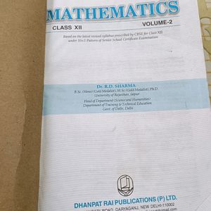 Rd Sharma Maths Class 12 Book Vol.1&2