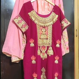 Rose Rani Plazo Suit With Dupatta For 46 Bust