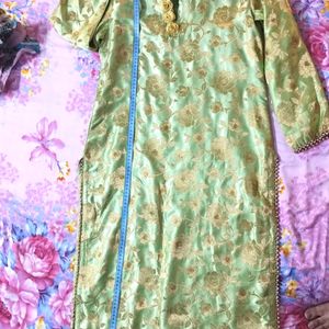Silk Heavy Party Wear Dress (Pista Colour)