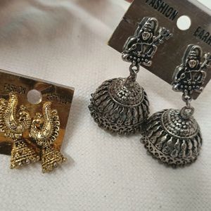 Set Of 2 Earrings (Peacock And Lord shiv Design)