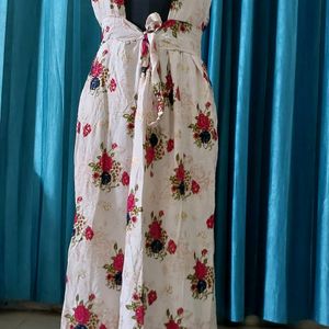 White Floral Print Gown