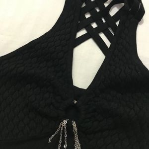 Black Ribbed Sleeveless Top Bust 32-36