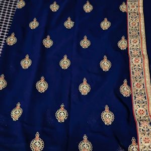 Brand New Navy Blue Saree