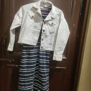 Women Or Girls Dress Denim.jacket Combo Imported S