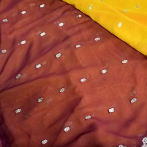 yellow Georgette saree