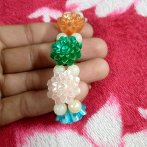 Multicolored Lotus Shape Bracelet With White Beads